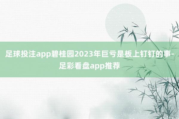 足球投注app碧桂园2023年巨亏是板上钉钉的事-足彩看盘app推荐