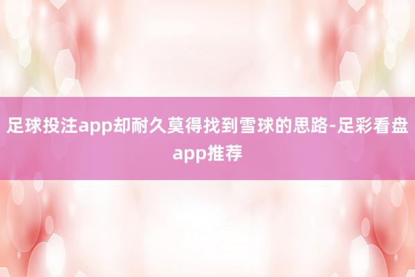 足球投注app却耐久莫得找到雪球的思路-足彩看盘app推荐