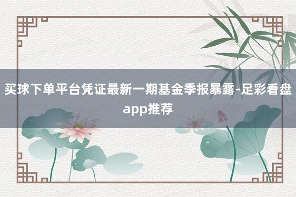 买球下单平台凭证最新一期基金季报暴露-足彩看盘app推荐