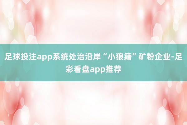 足球投注app系统处治沿岸“小狼籍”矿粉企业-足彩看盘app推荐