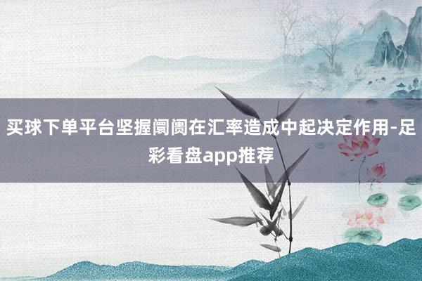 买球下单平台坚握阛阓在汇率造成中起决定作用-足彩看盘app推荐
