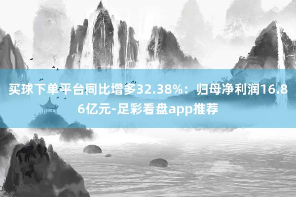 买球下单平台同比增多32.38%：归母净利润16.86亿元-足彩看盘app推荐