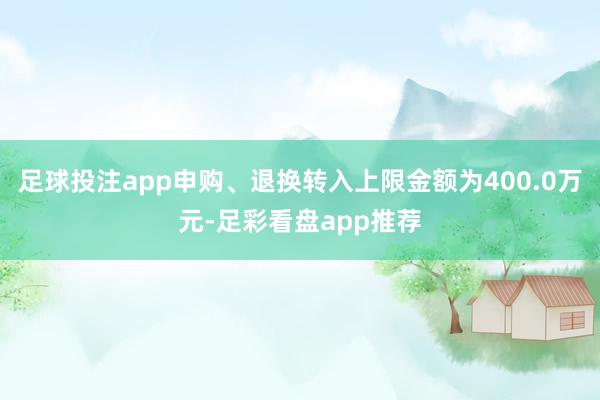 足球投注app申购、退换转入上限金额为400.0万元-足彩看盘app推荐