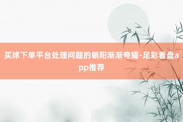 买球下单平台处理问题的朝阳渐渐夸耀-足彩看盘app推荐