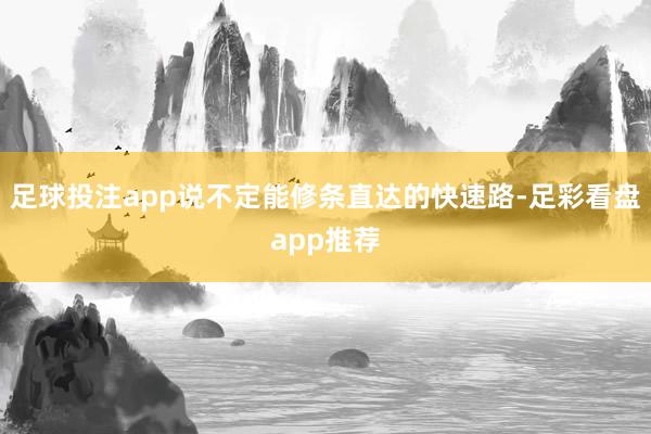 足球投注app说不定能修条直达的快速路-足彩看盘app推荐