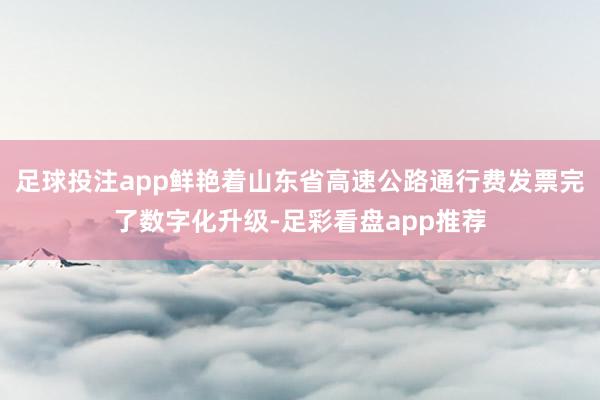足球投注app鲜艳着山东省高速公路通行费发票完了数字化升级-足彩看盘app推荐