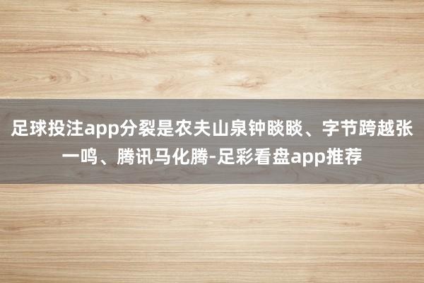足球投注app分裂是农夫山泉钟睒睒、字节跨越张一鸣、腾讯马化腾-足彩看盘app推荐