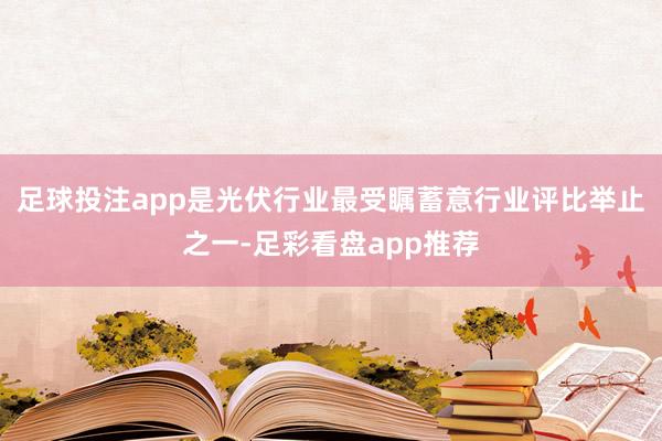 足球投注app是光伏行业最受瞩蓄意行业评比举止之一-足彩看盘app推荐