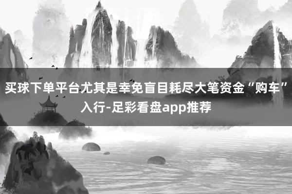 买球下单平台尤其是幸免盲目耗尽大笔资金“购车”入行-足彩看盘app推荐