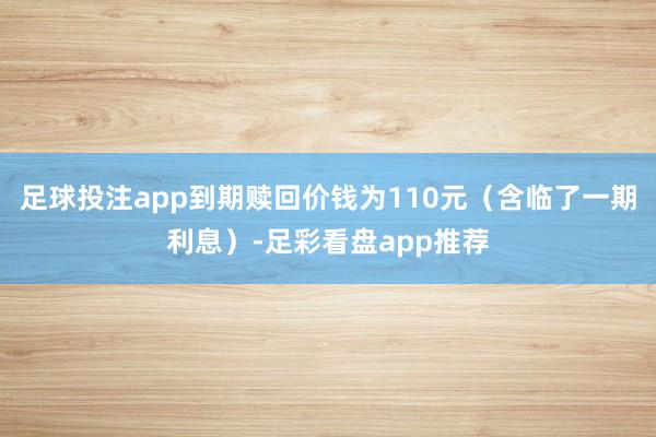 足球投注app到期赎回价钱为110元（含临了一期利息）-足彩看盘app推荐