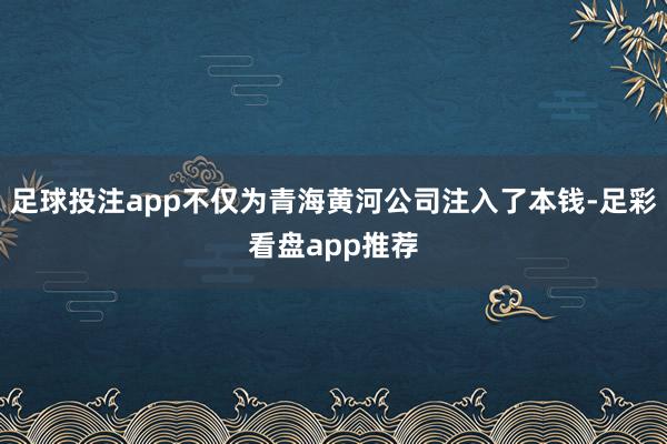 足球投注app不仅为青海黄河公司注入了本钱-足彩看盘app推荐
