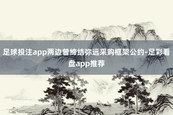 足球投注app两边曾缔结弥远采购框架公约-足彩看盘app推荐